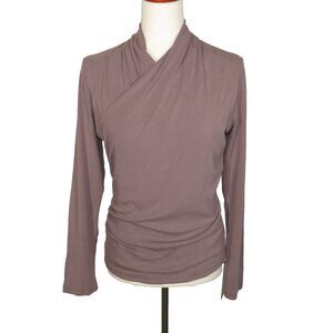 OGL EcoMousse Soft Stretchy Surplice Wrap Look Long Sleeve Top Sz Large